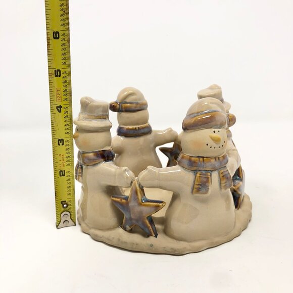 Snowman Candle Holder + Trinket Dish Set Beach - Vtg JC Penney Winter Snowmen - Picture 7 of 13